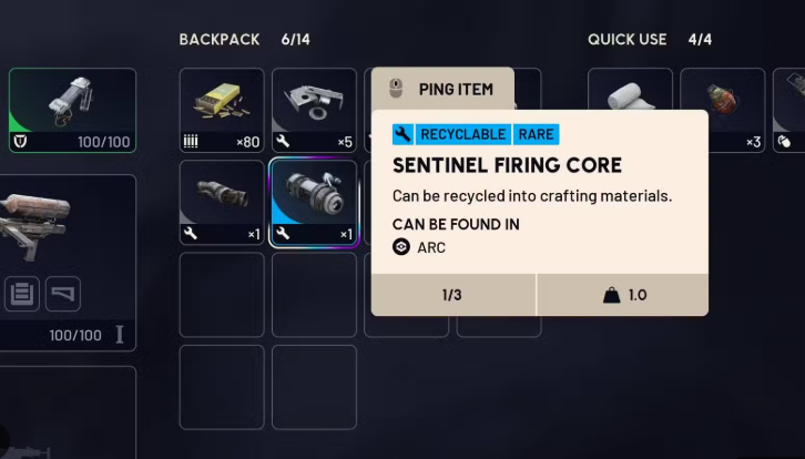 where to find sentinel firing core arc raiders